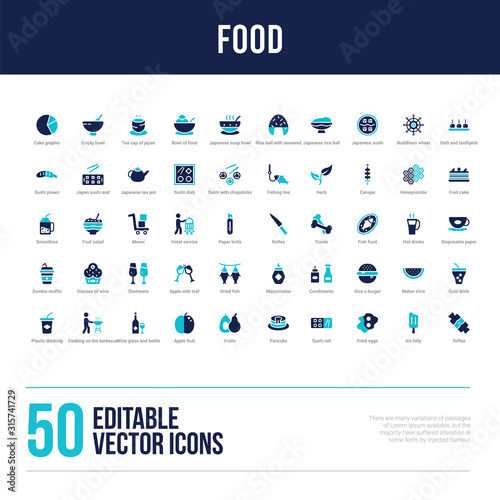 50 food concept filled icons