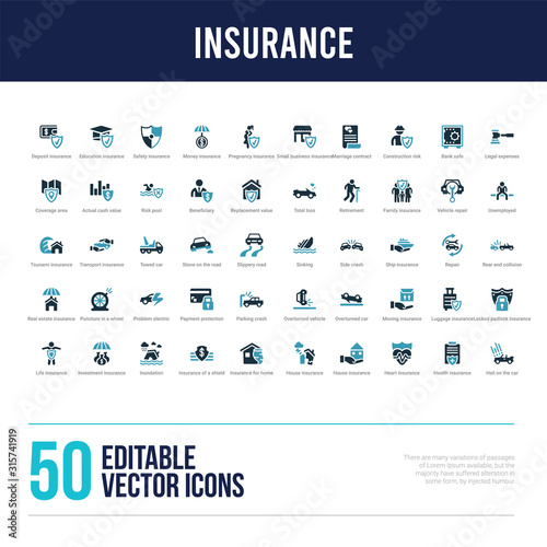 50 insurance concept filled icons