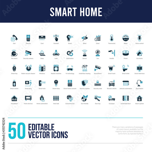 50 smart home concept filled icons