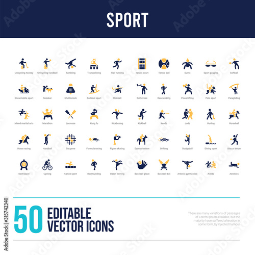 50 sport concept filled icons