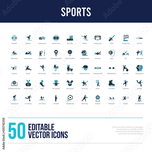 50 sports concept filled icons
