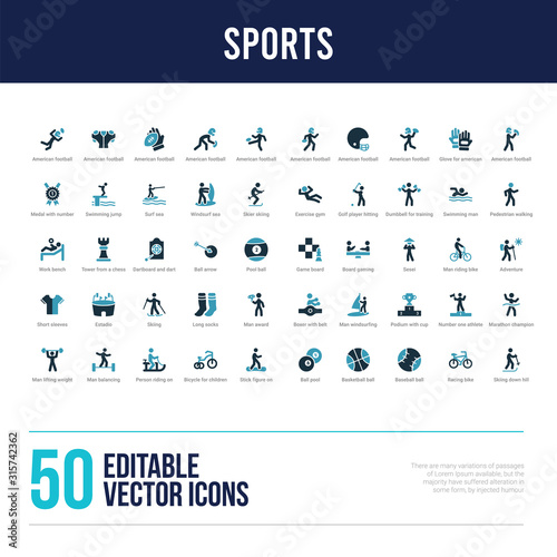 50 sports concept filled icons