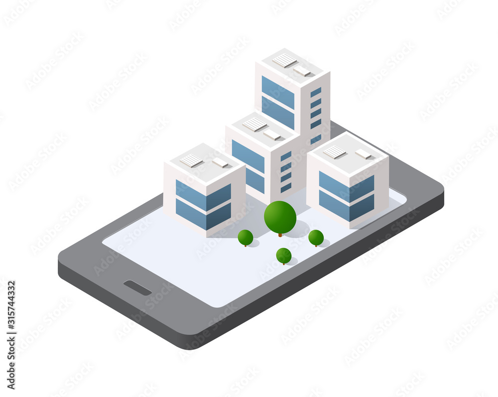 Phone concept of module block city Phone concept of module block city