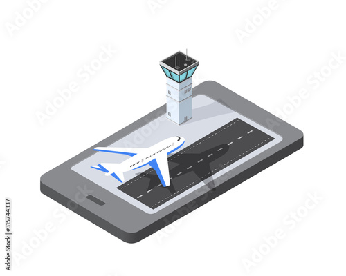 Phone concept airport runway airplane