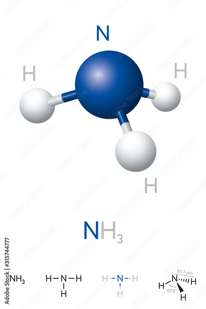 Vector Ballandstick Model Of Chemical Substance Icon Of Ammonia Molecule  Nh3 Consisting Of Nitrogen And Hydrogen Structural Formula Suitable For  Education Isolated On A White Background Stock Illustration - Download  Image Now 