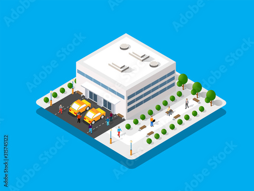 Isometric city with roads with streets