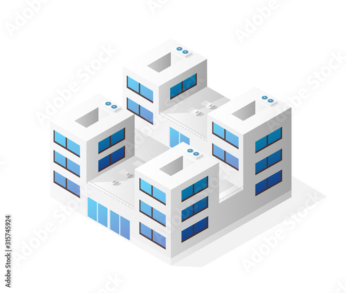 Isometric house building skyscraper concept