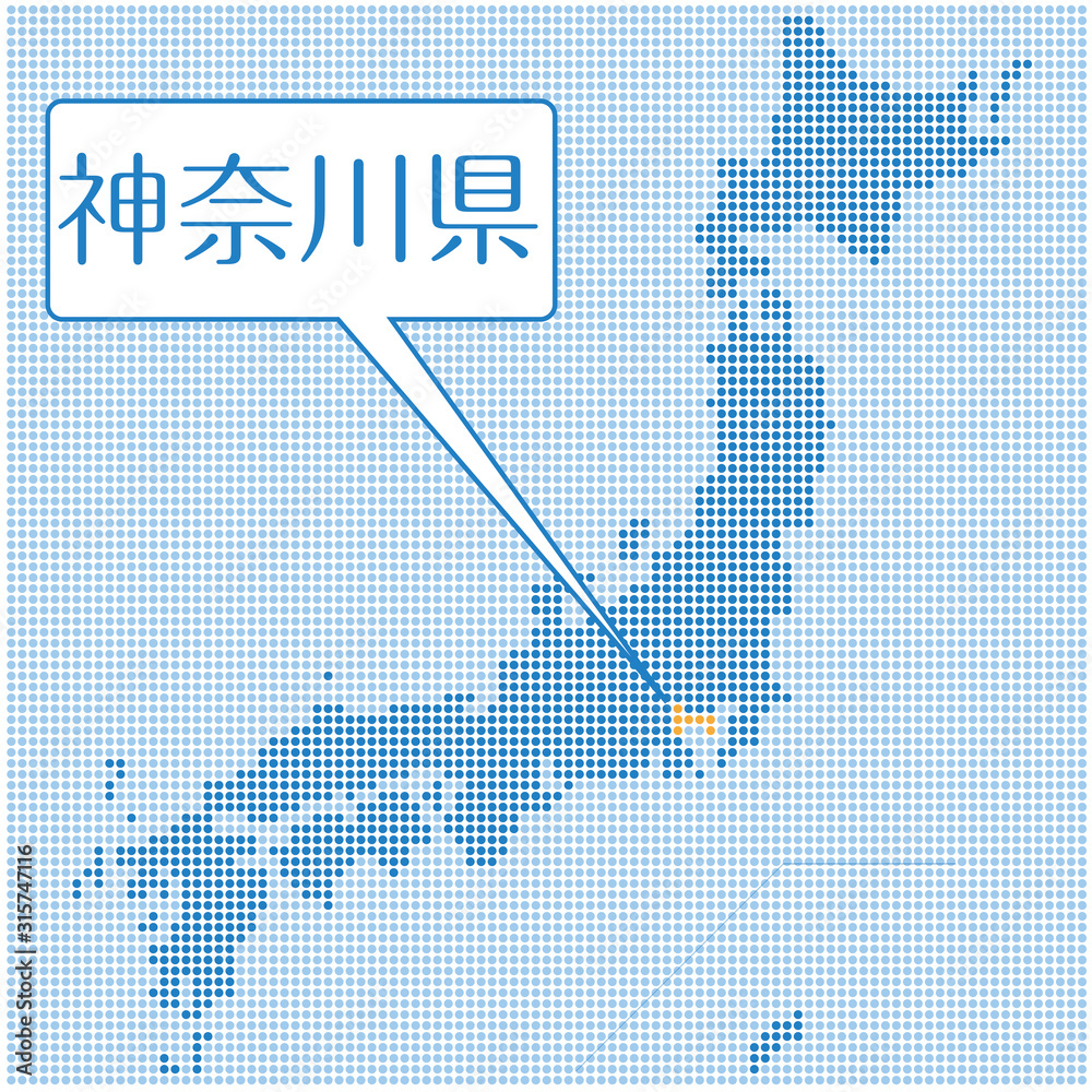 ドット描写の日本地図のイラスト 神奈川県 47都道府県別データ グラフィック素材 Stock Vektorgrafik Adobe Stock