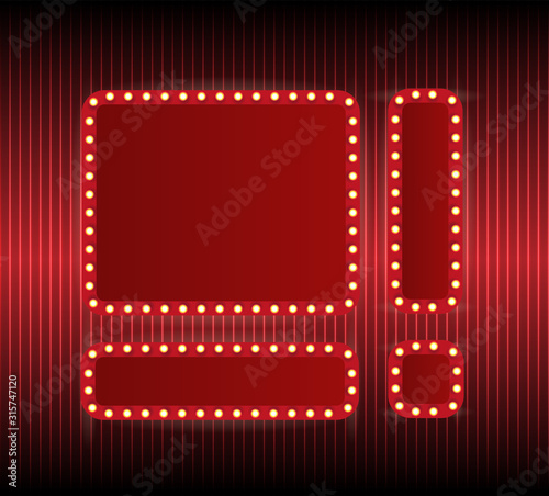 Festival or show poster, invitation concert banner Vector stock illustration. A theater stage with a red curtain.