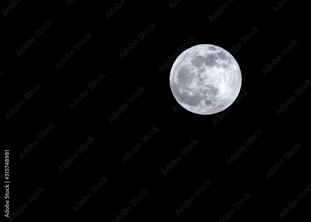 View of isolated Moon on a black background View of isolated Moon on a black background