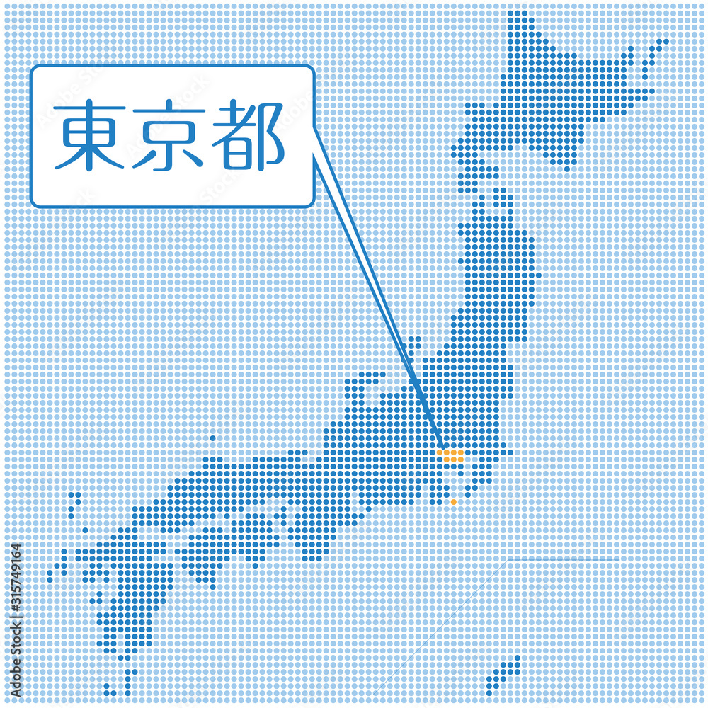 ドット描写の日本地図のイラスト 東京都 47都道府県別データ グラフィック素材 Stock Vector Adobe Stock