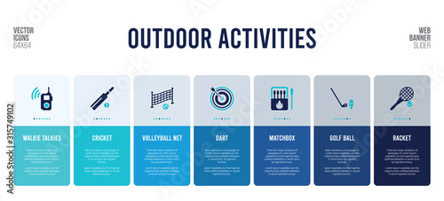 web banner design with outdoor activities concept elements.