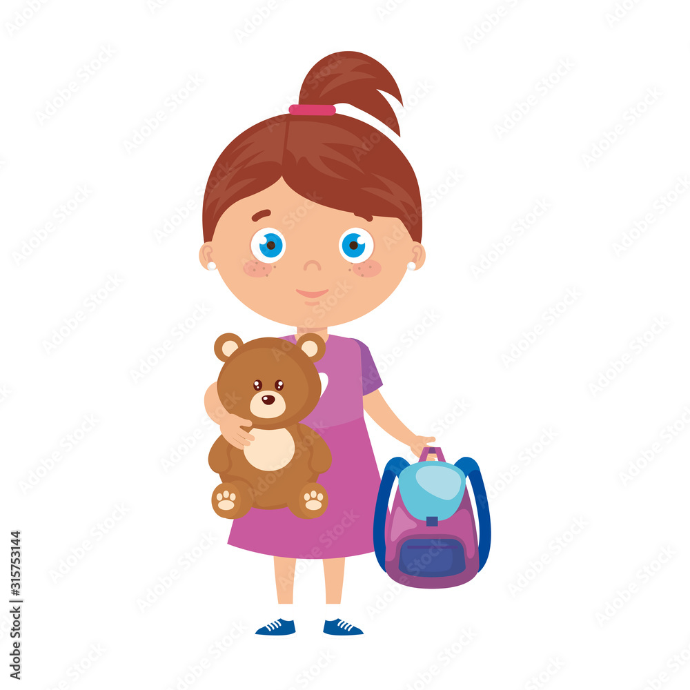 student girl with school suitcase, back to school student girl with school suitcase, back to school