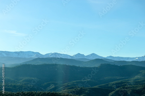 aerial view of the sierra nevada mountains in the morning mist