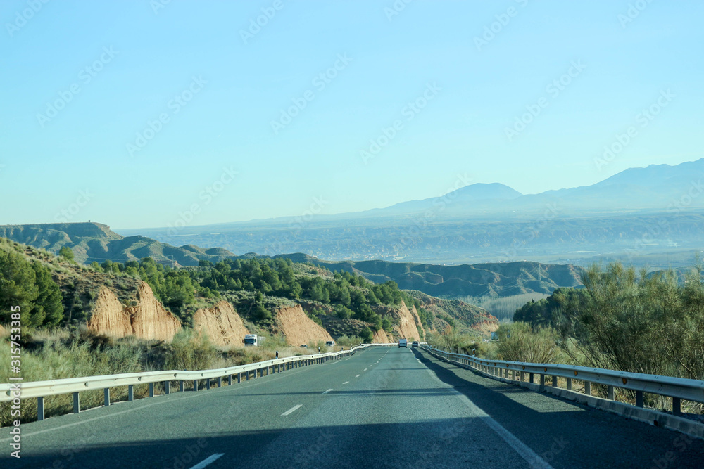 Highway in the sierra nevada mountains, Andalucia, Spain