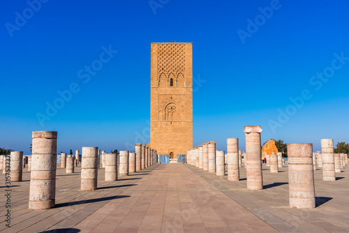 Tablou pe pânză Beautiful square with Hassan tower at Mausoleum of Mohammed V in Rabat, Morocco