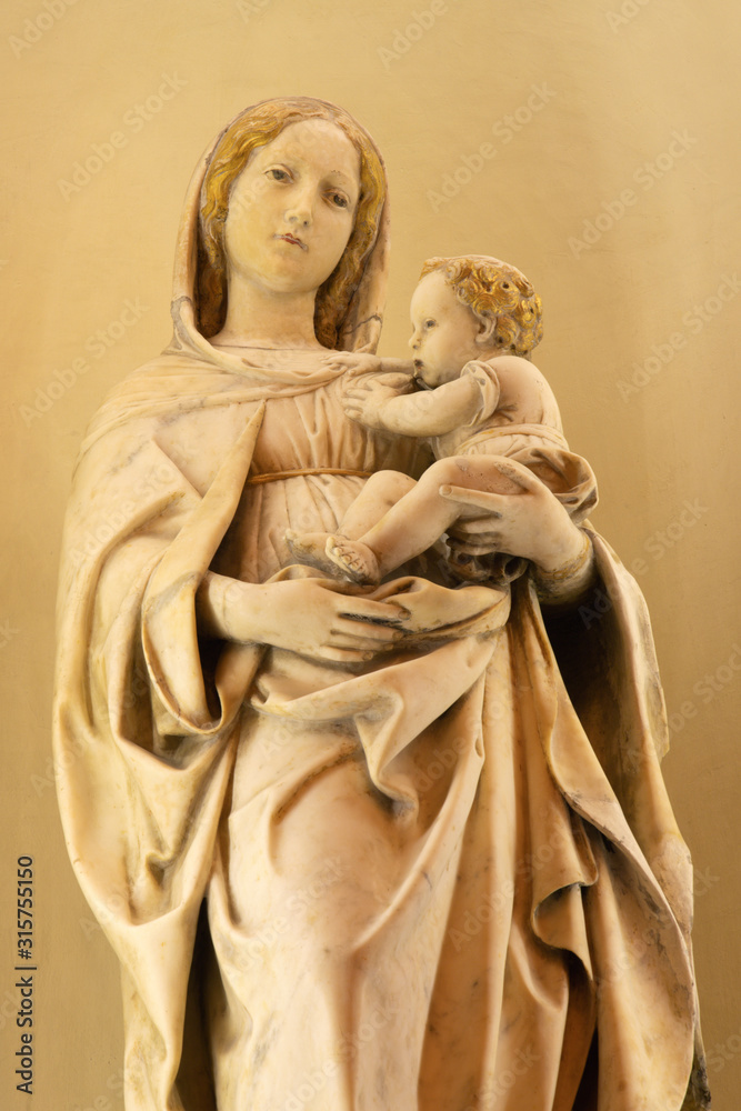 CATANIA, ITALY - APRIL 7, 2018: The marble statue of Madonna in church  Chiesa di San Domenico by  Antonello Gagini (1478  - 1536).