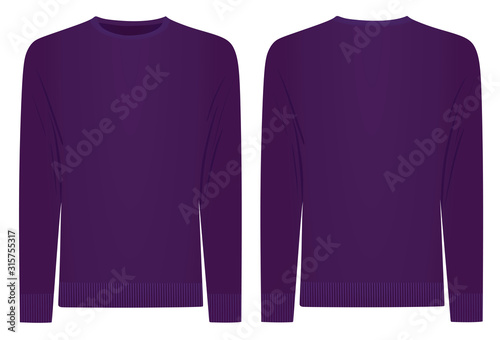 Purple sweater. front and back side. vector illustration