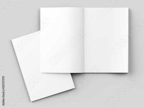 Magazine with open cover. Vertical A4 format. 3d illustration.