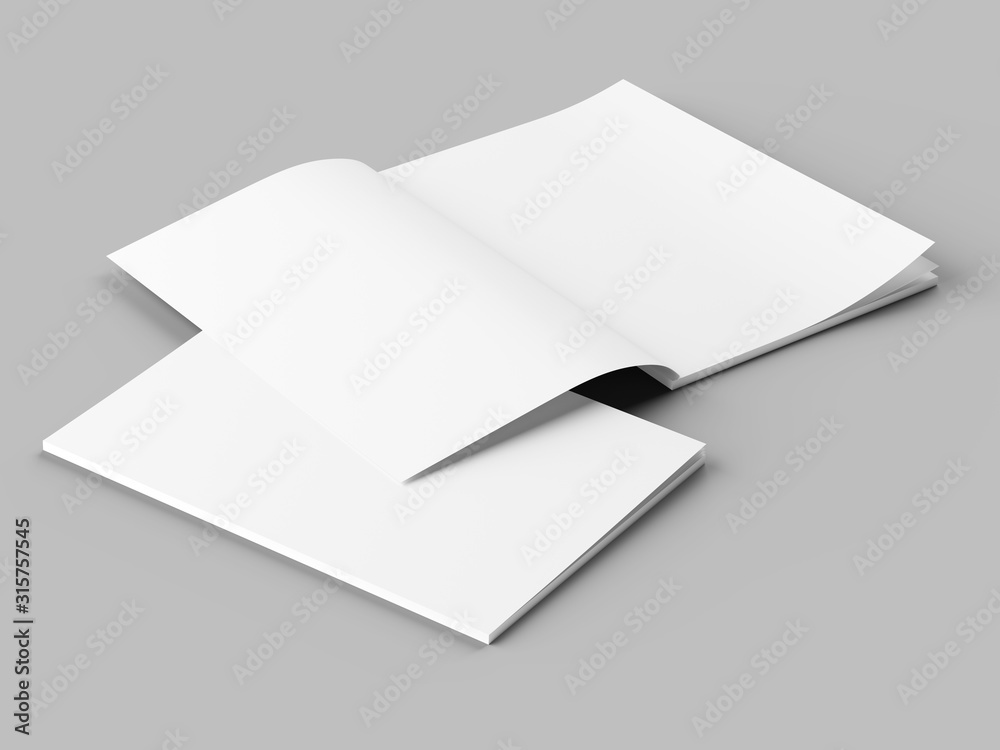Magazine with open cover. Vertical A4 format. 3d illustration. Magazine with open cover. Vertical A4 format. 3d illustration.