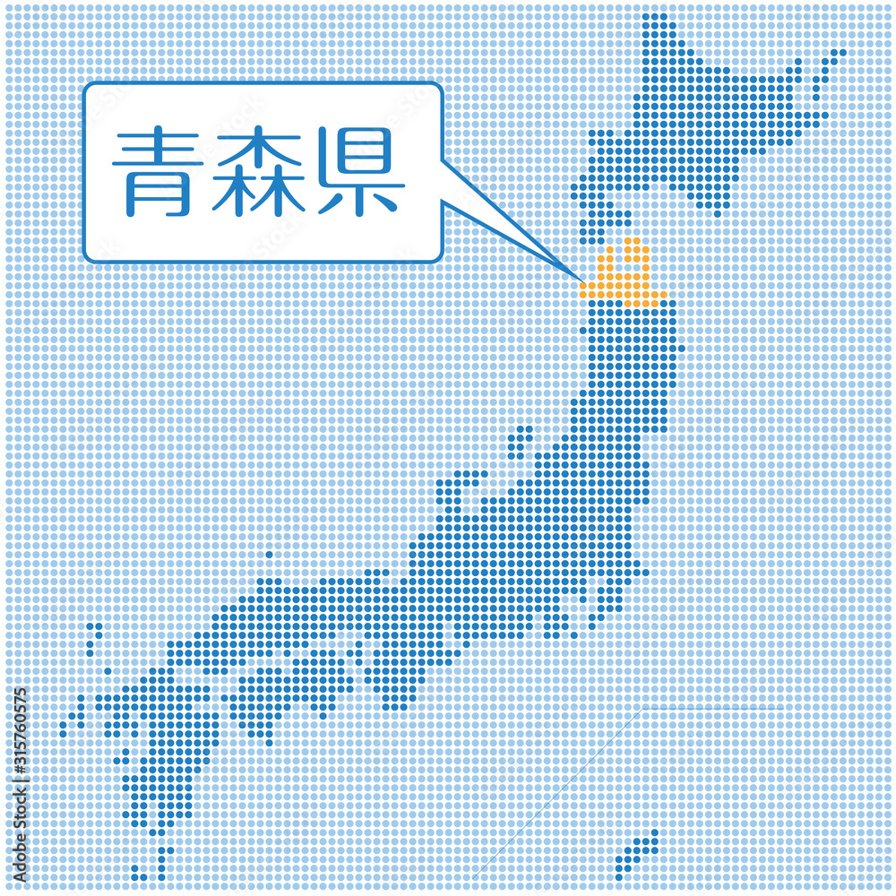 ドット描写の日本地図のイラスト 青森県 47都道府県別データ グラフィック素材 Stock Vector Adobe Stock