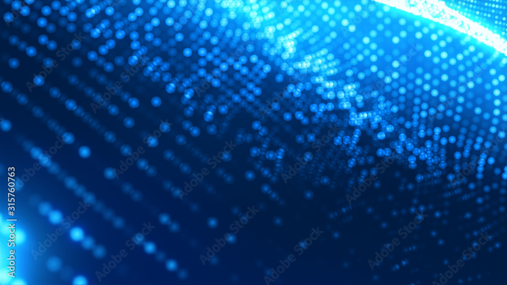 Dot white blue wave light screen gradient texture background. Abstract  technology big data digital background. 3d rendering.