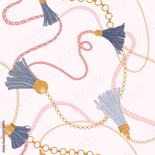 Tassels Seamless Vintage Fashion Design Vector Pattern