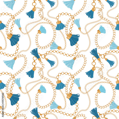 Seamless Blue Accessory Fashion Vector Textile Pattern