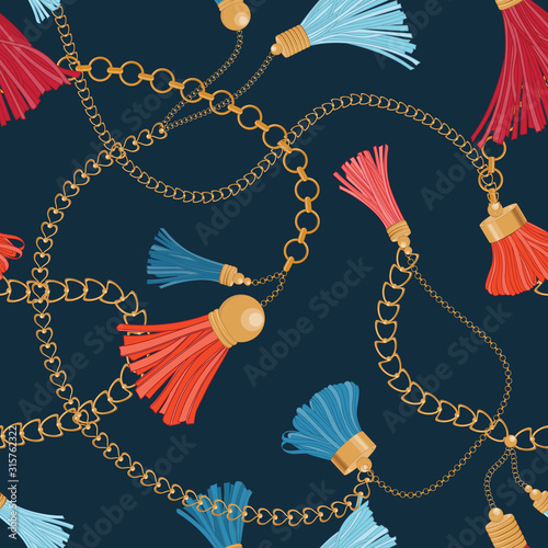 Vintage Fashion Tassel Vector Seamless Pattern