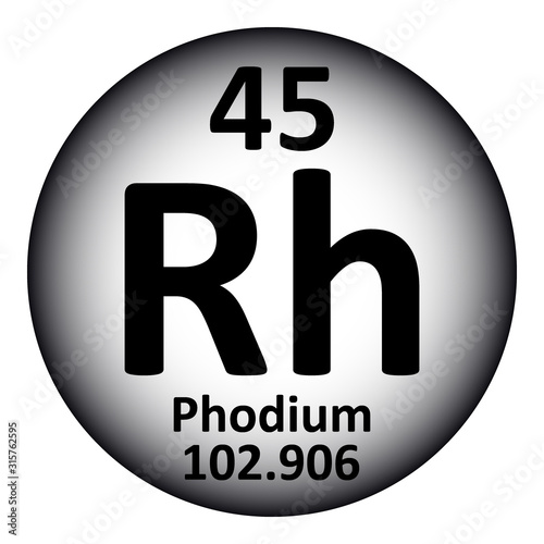 Periodic table element rhodium icon.