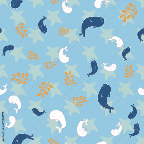 seal ocean seamless pattern design