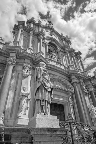 Catania - The baroque portal of Basilica di Sant agata.