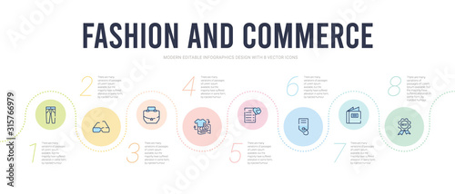 fashion and commerce concept infographic design template. included best, catalogue, brand, wishlist, refund, hand bag icons