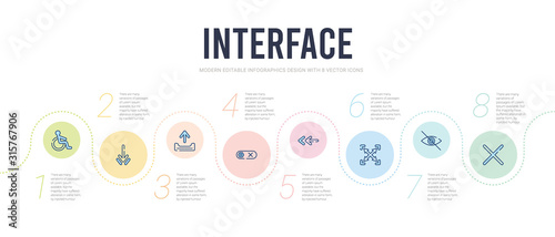 interface concept infographic design template. included x mark, hide, fullscreen, left, disable, output icons