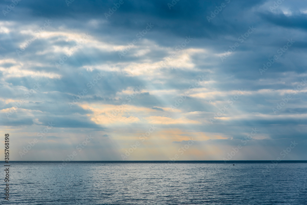 cloudy sunrise in the mediterranean sea
