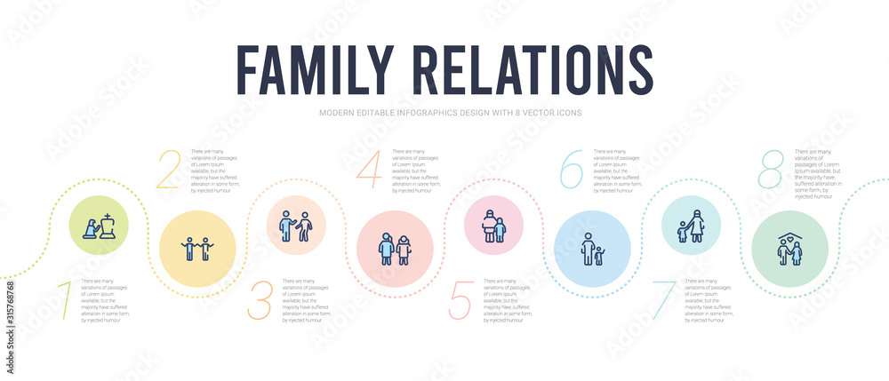 family relations concept infographic design template. included husband ...