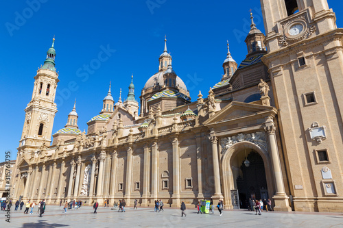 ZARAGOZA, SPAIN - MARCH 3, 2018: The cathedral  Basilica del Pilar. photo