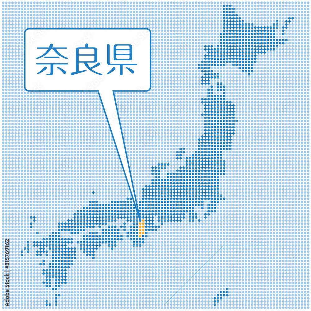 ドット描写の日本地図のイラスト 奈良県 47都道府県別データ グラフィック素材 Vector De Stock Adobe Stock
