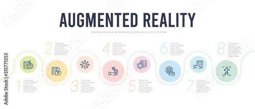augmented reality concept infographic design template. included tracking, value, available, efficiency, technical support, big data icons