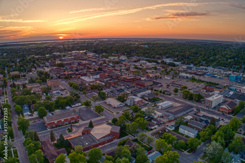 Aerial View of Watertown, South Dakota during a Summer Sunset photo