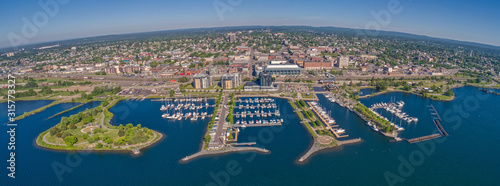 Aerial View of Thunder Bay, Ontario on Lake Superior in Summer