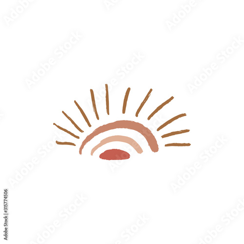 Terracotta Summer Doodle Sun Symbol Art Print Icon Abstract Modern Digital Contemporary Vector