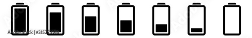 Battery Icon Black | Batteries | Charge Level Symbol | Charging Accumulator Logo | Low High Capacity Sign | Isolated