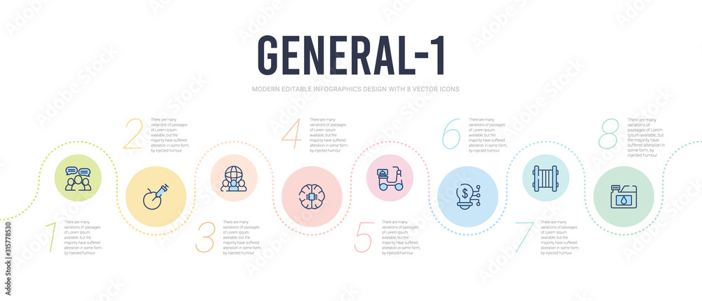 general-1 concept infographic design template. included engine oil, filament, fintech innovation, food delivery, future technology, global team icons general-1 concept infographic design template. included engine oil, filament, fintech innovation, food delivery, future technology, global team icons
