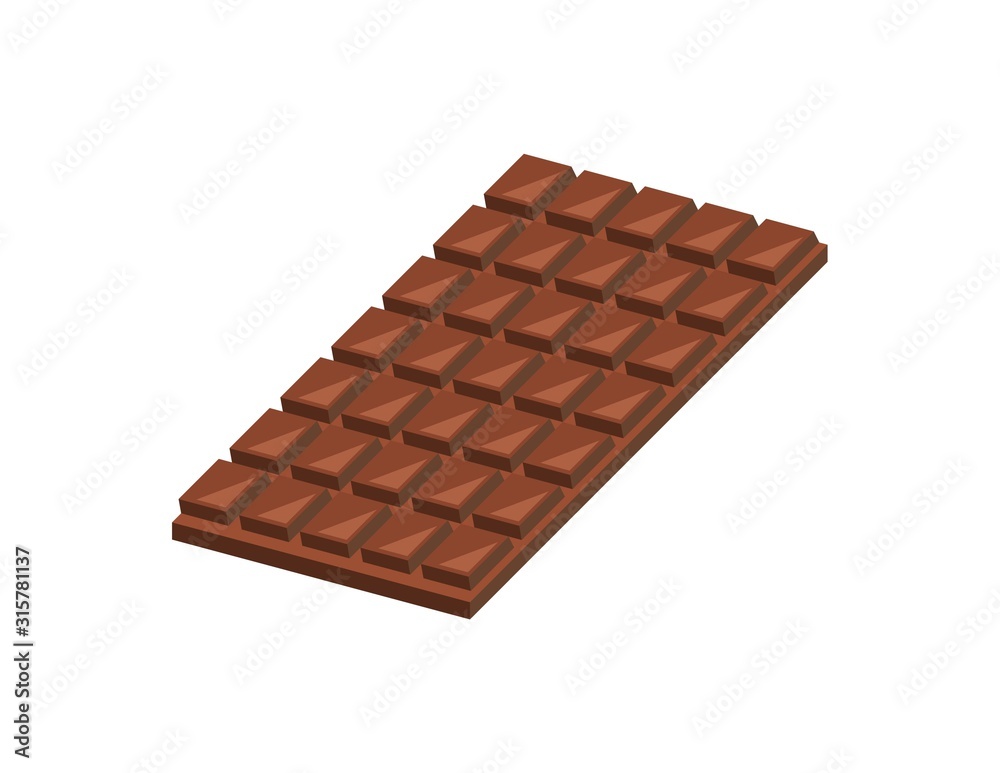 Milk chocolate bar on white, illustration. Milk chocolate bar on white, illustration.