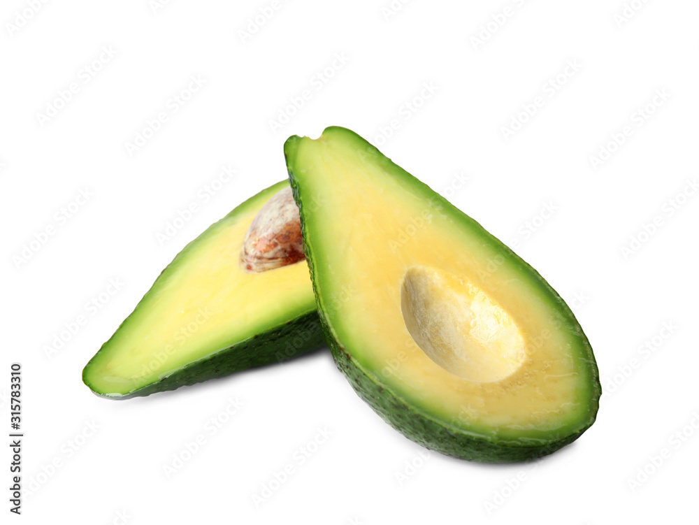 Tasty raw avocado fruit isolated on white