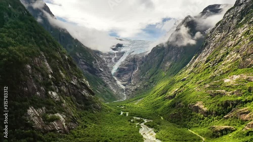 Beautiful Nature Norway Glacier Kjenndalsbreen. photo