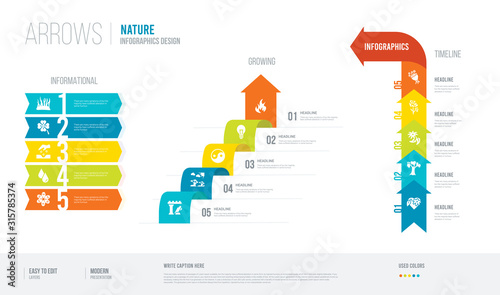 arrows style infogaphics design from nature concept. infographic vector illustration