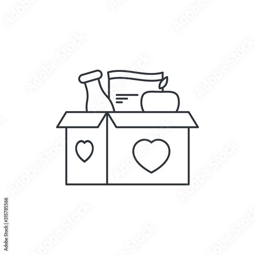Food donation icon line style isolated on white background. Vector illustration