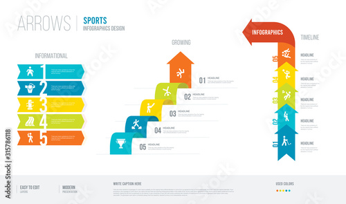 arrows style infogaphics design from sports concept. infographic vector illustration